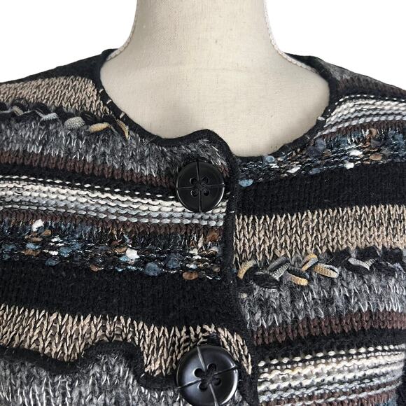 Coldwater Creek Boho Patchwork Cardigan Sweater Artsy Cottagecore Eclectic M - Picture 2 of 7